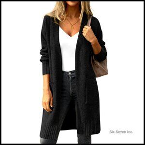 Oversized Chunky Knit Cardigan Long Sleeve Open Front Y2K Cozy Winter Sweater